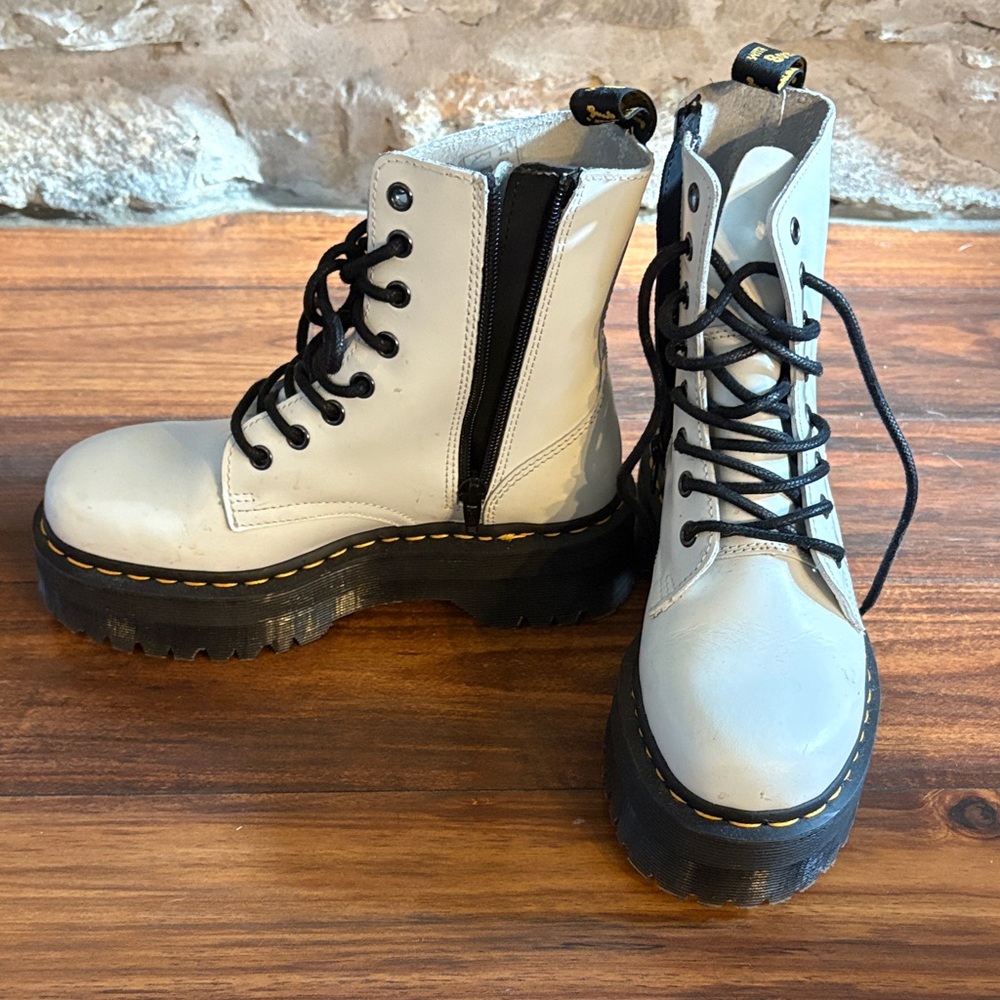 Dr. Martens White and Black Combat Boots
